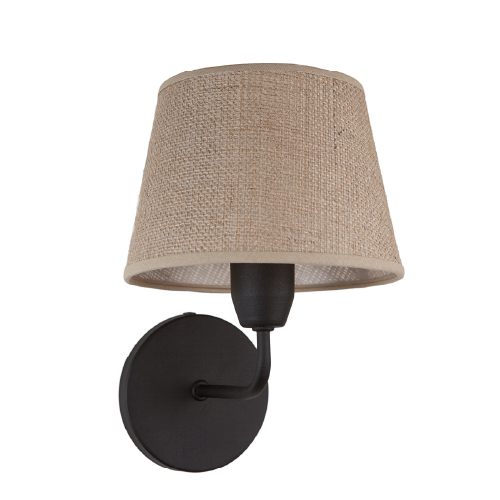 Aplique traful negro con pantalla de arpillera 1 luz